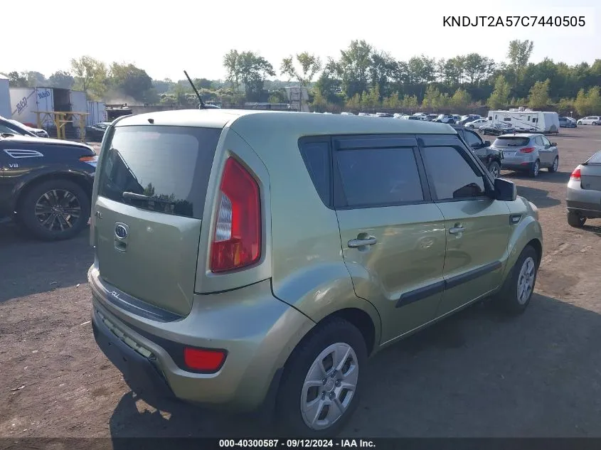 2012 Kia Soul VIN: KNDJT2A57C7440505 Lot: 40300587