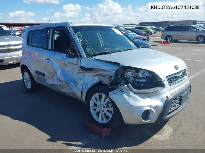 2012 Kia Soul + VIN: KNDJT2A61C7451038 Lot: 40356842