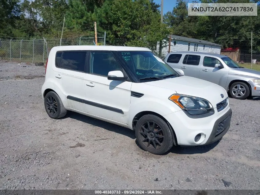 2012 Kia Soul + VIN: KNDJT2A62C7417836 Lot: 40383733