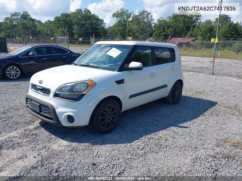 2012 Kia Soul + VIN: KNDJT2A62C7417836 Lot: 40383733