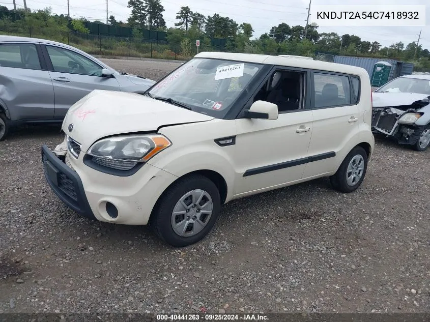 2012 Kia Soul VIN: KNDJT2A54C7418932 Lot: 40441263