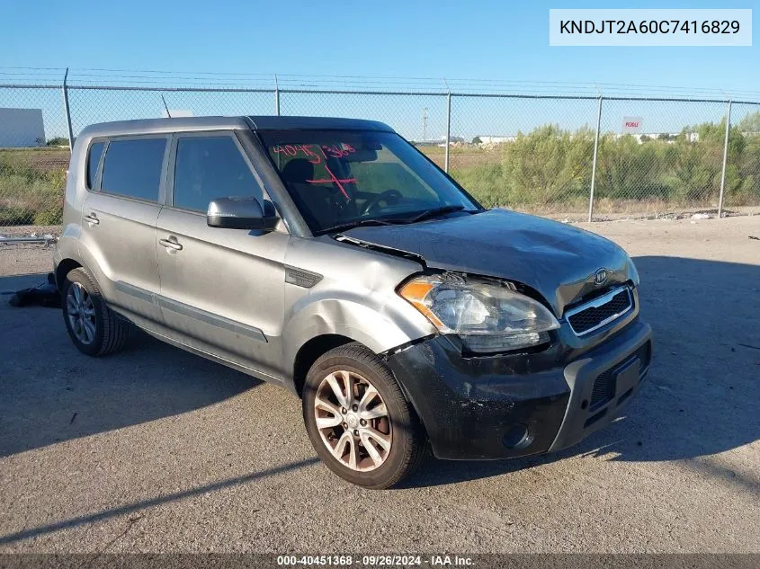 2012 Kia Soul + VIN: KNDJT2A60C7416829 Lot: 40451368