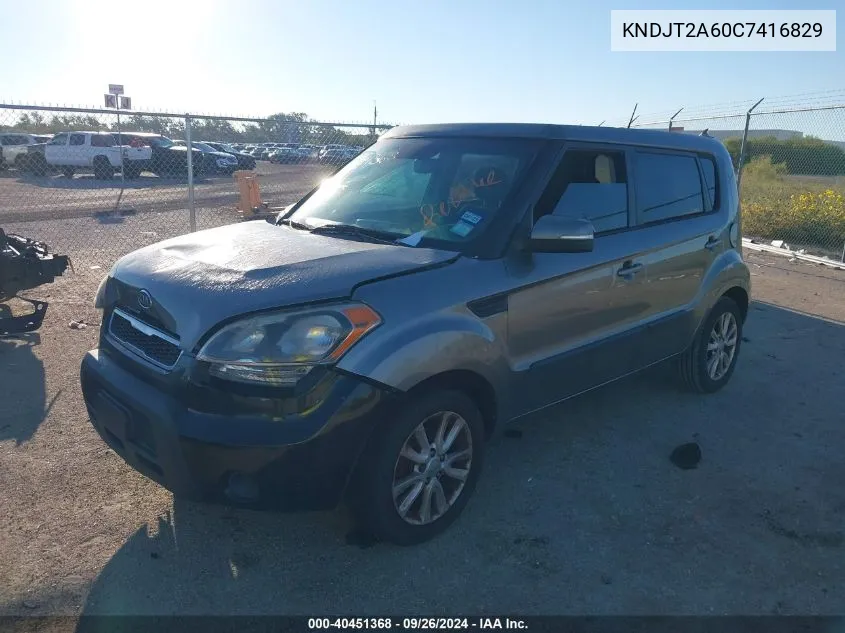 2012 Kia Soul + VIN: KNDJT2A60C7416829 Lot: 40451368