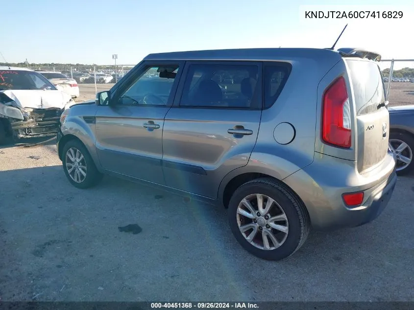 2012 Kia Soul + VIN: KNDJT2A60C7416829 Lot: 40451368