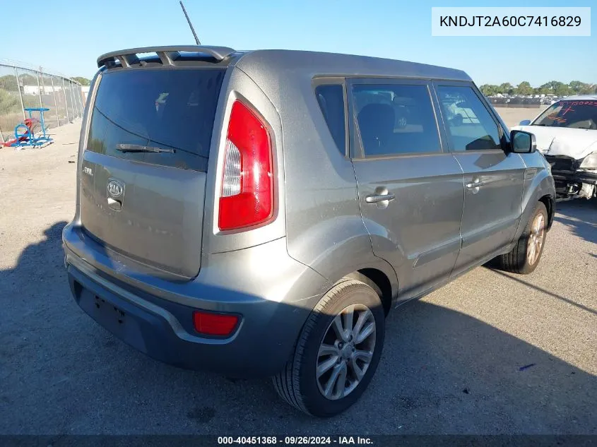 2012 Kia Soul + VIN: KNDJT2A60C7416829 Lot: 40451368