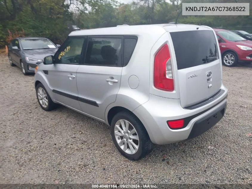 2012 Kia Soul + VIN: KNDJT2A67C7368522 Lot: 40461184