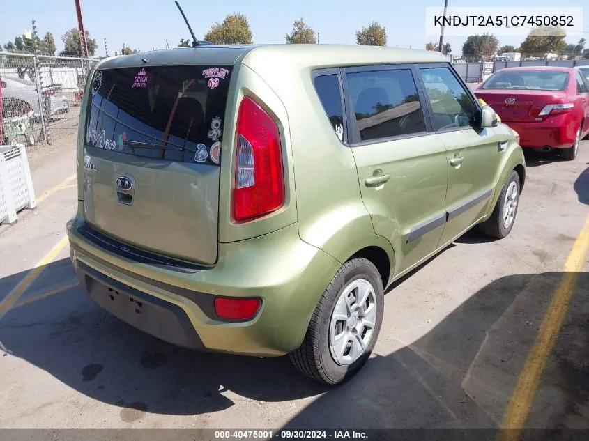 KNDJT2A51C7450852 2012 Kia Soul Base