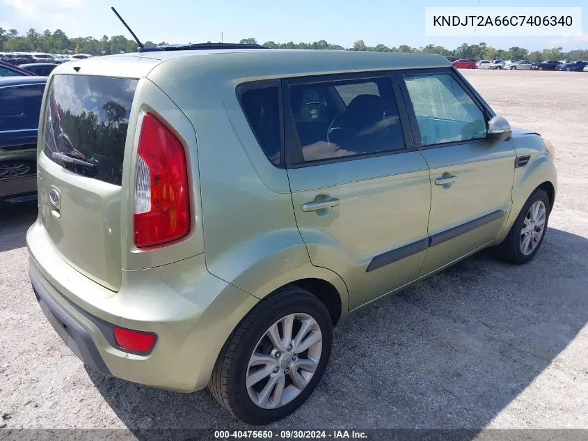 2012 Kia Soul + VIN: KNDJT2A66C7406340 Lot: 40475650