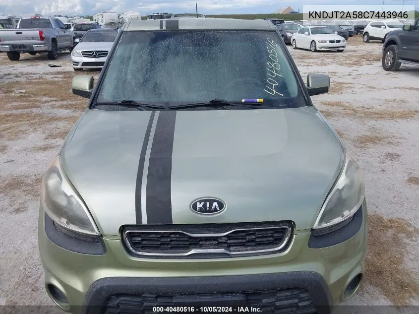 2012 Kia Soul VIN: KNDJT2A58C7443946 Lot: 40480516