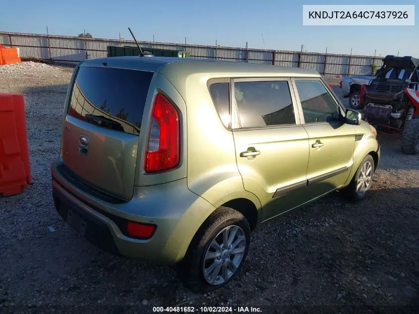 2012 Kia Soul + VIN: KNDJT2A64C7437926 Lot: 40481652