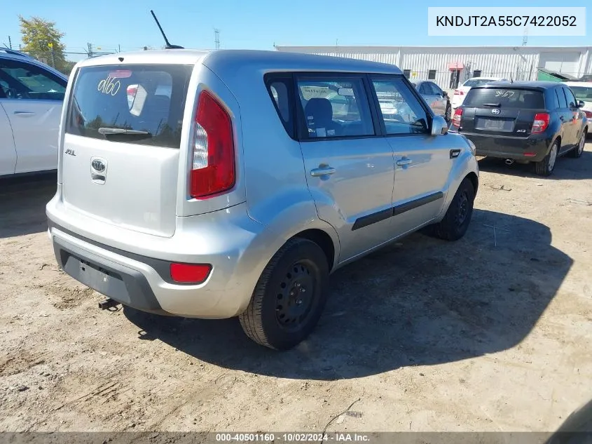 2012 Kia Soul VIN: KNDJT2A55C7422052 Lot: 40501160