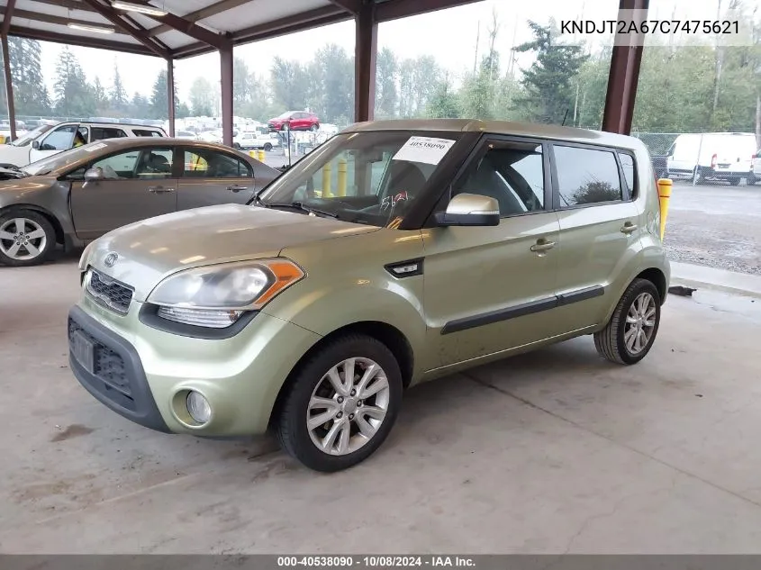 2012 Kia Soul + VIN: KNDJT2A67C7475621 Lot: 40538090