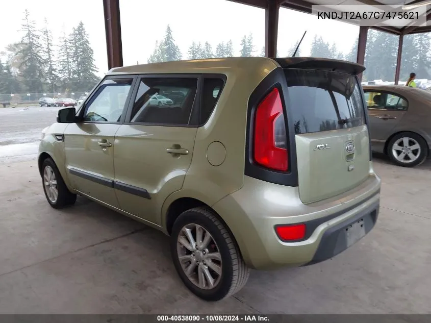 2012 Kia Soul + VIN: KNDJT2A67C7475621 Lot: 40538090