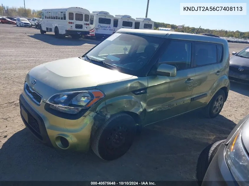 2012 Kia Soul VIN: KNDJT2A56C7408113 Lot: 40575648