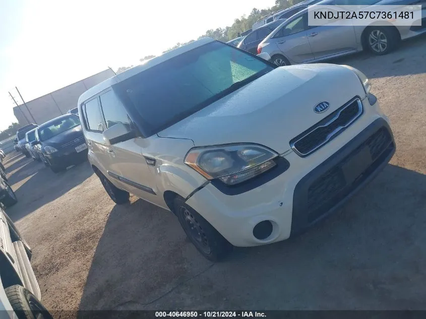 2012 Kia Soul VIN: KNDJT2A57C7361481 Lot: 40646950