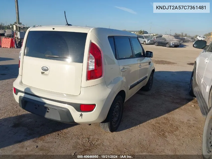 2012 Kia Soul VIN: KNDJT2A57C7361481 Lot: 40646950