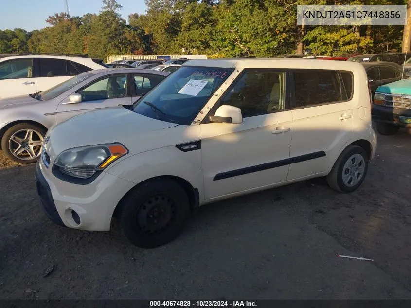 2012 Kia Soul VIN: KNDJT2A51C7448356 Lot: 40674828