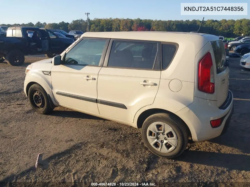 2012 Kia Soul VIN: KNDJT2A51C7448356 Lot: 40674828