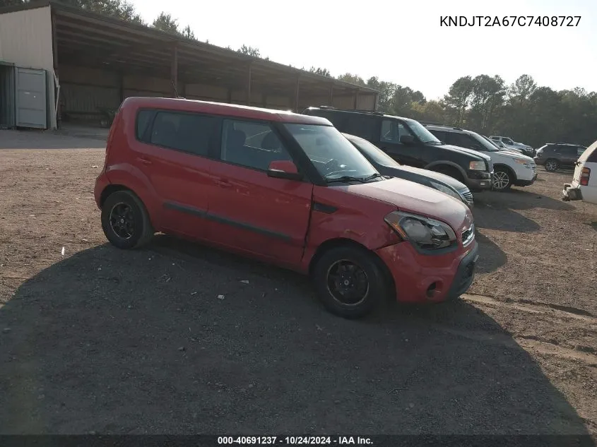 2012 Kia Soul + VIN: KNDJT2A67C7408727 Lot: 40691237