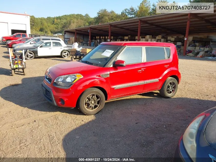 2012 Kia Soul + VIN: KNDJT2A67C7408727 Lot: 40691237