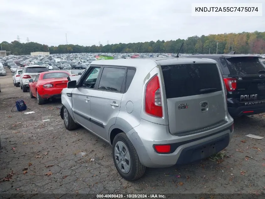 2012 Kia Soul VIN: KNDJT2A55C7475074 Lot: 40698428