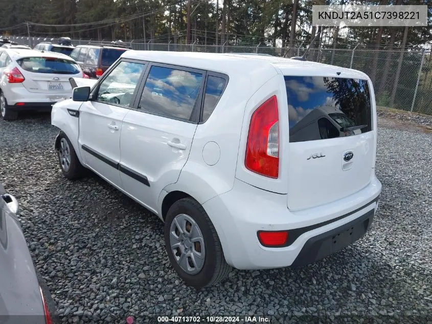 2012 Kia Soul VIN: KNDJT2A51C7398221 Lot: 40713702