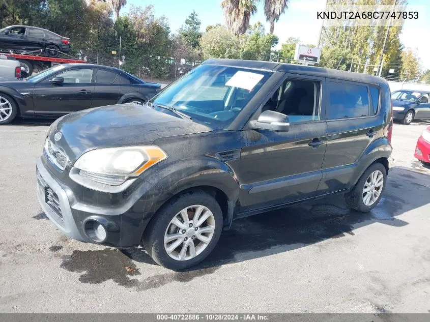 2012 Kia Soul + VIN: KNDJT2A68C7747853 Lot: 40722886