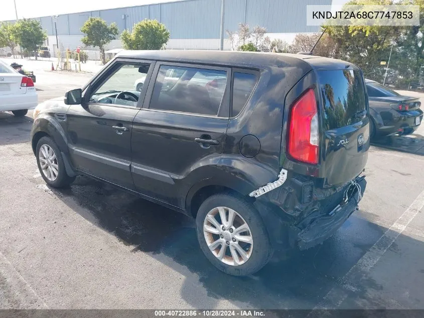 2012 Kia Soul + VIN: KNDJT2A68C7747853 Lot: 40722886