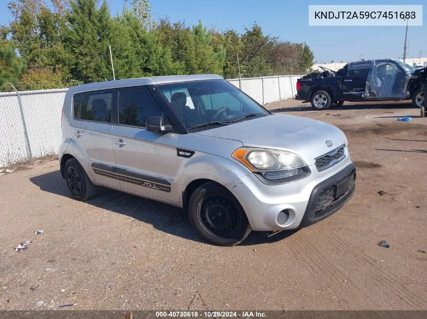 2012 Kia Soul VIN: KNDJT2A59C7451683 Lot: 40730618