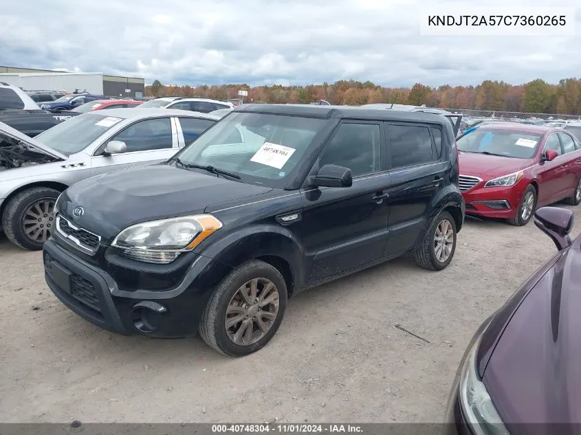 2012 Kia Soul VIN: KNDJT2A57C7360265 Lot: 40748304