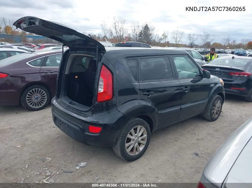 2012 Kia Soul VIN: KNDJT2A57C7360265 Lot: 40748304