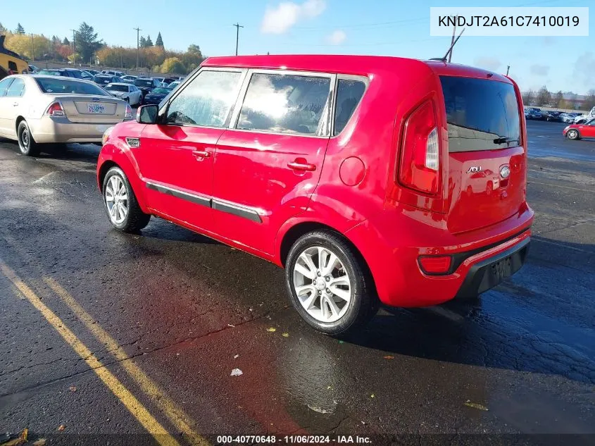 2012 Kia Soul + VIN: KNDJT2A61C7410019 Lot: 40770648