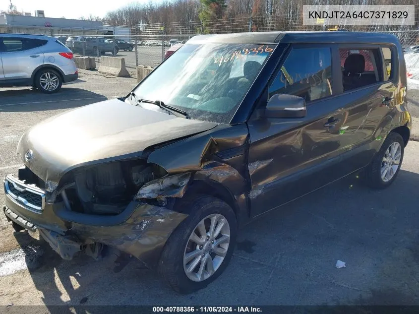 2012 Kia Soul + VIN: KNDJT2A64C7371829 Lot: 40788356