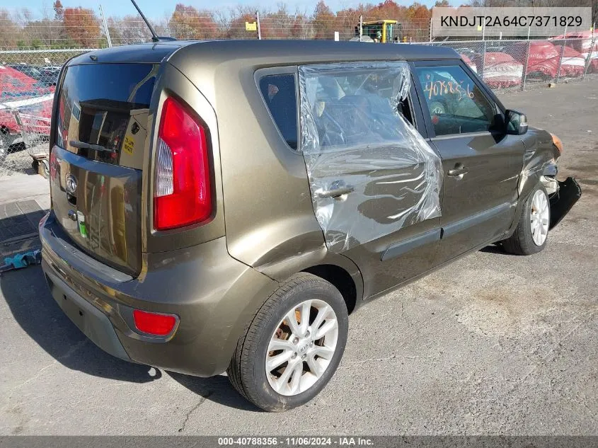 2012 Kia Soul + VIN: KNDJT2A64C7371829 Lot: 40788356