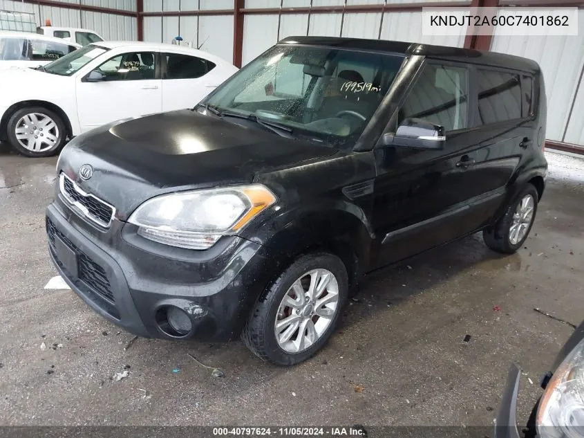 2012 Kia Soul + VIN: KNDJT2A60C7401862 Lot: 40797624