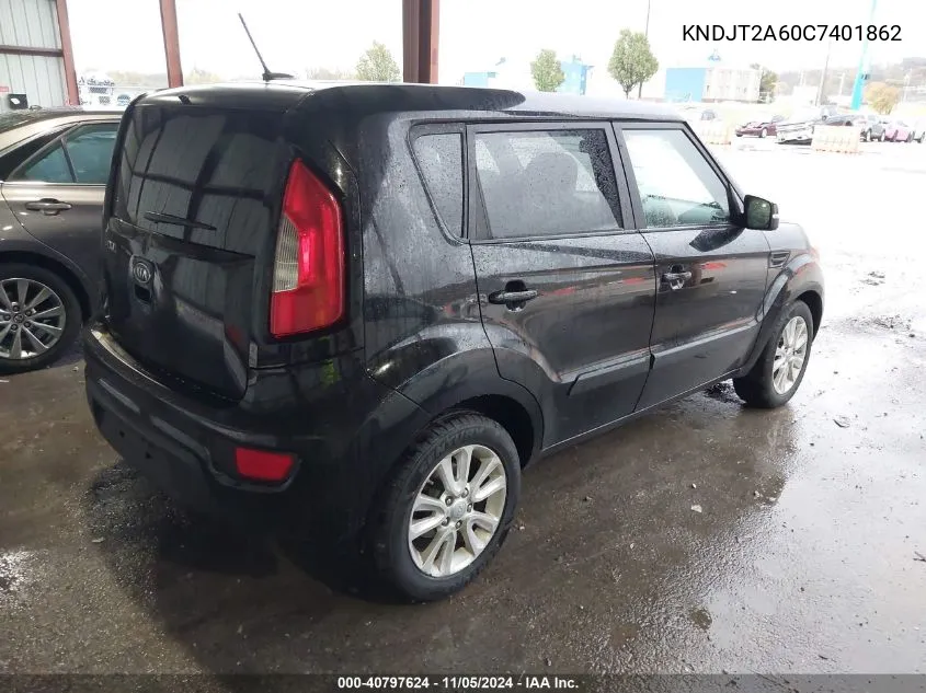 2012 Kia Soul + VIN: KNDJT2A60C7401862 Lot: 40797624