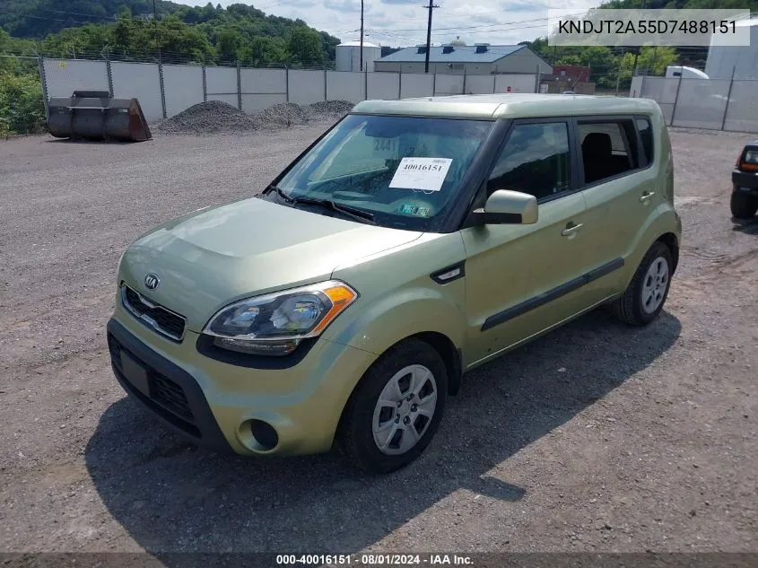 2013 Kia Soul VIN: KNDJT2A55D7488151 Lot: 40016151