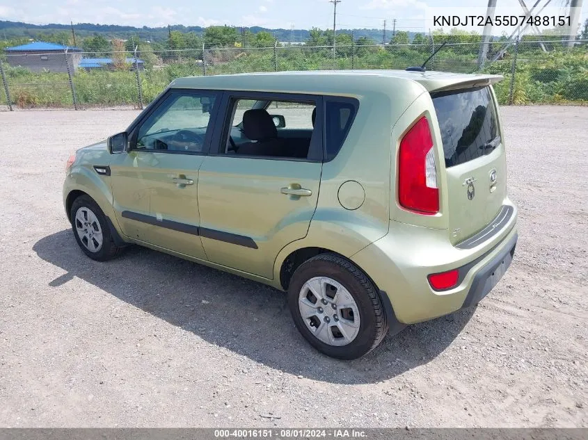 2013 Kia Soul VIN: KNDJT2A55D7488151 Lot: 40016151