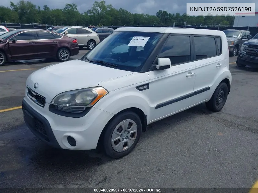 2013 Kia Soul VIN: KNDJT2A59D7526190 Lot: 40020557