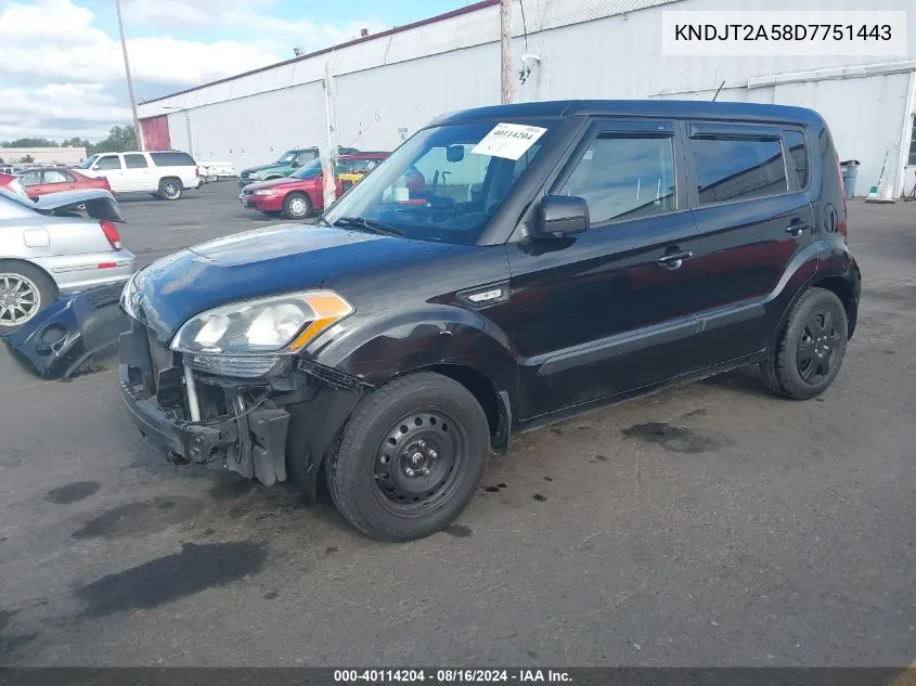 2013 Kia Soul VIN: KNDJT2A58D7751443 Lot: 40114204