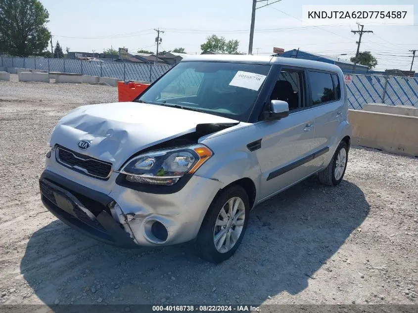 2013 Kia Soul + VIN: KNDJT2A62D7754587 Lot: 40168738