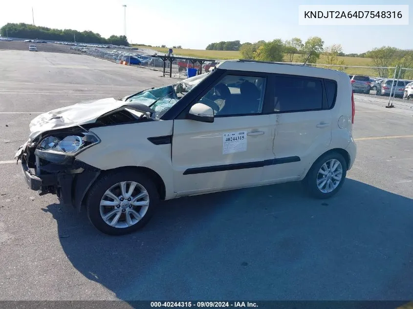 2013 Kia Soul + VIN: KNDJT2A64D7548316 Lot: 40244315