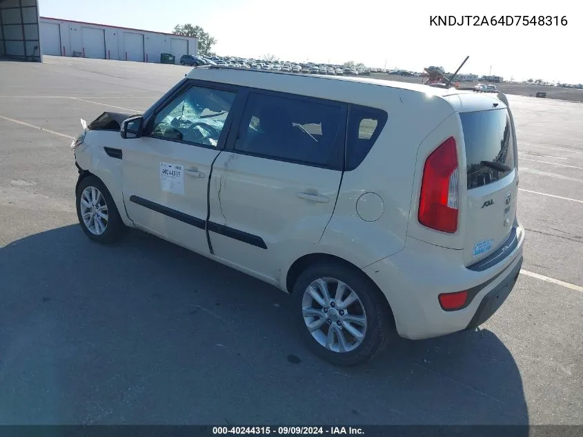 2013 Kia Soul + VIN: KNDJT2A64D7548316 Lot: 40244315