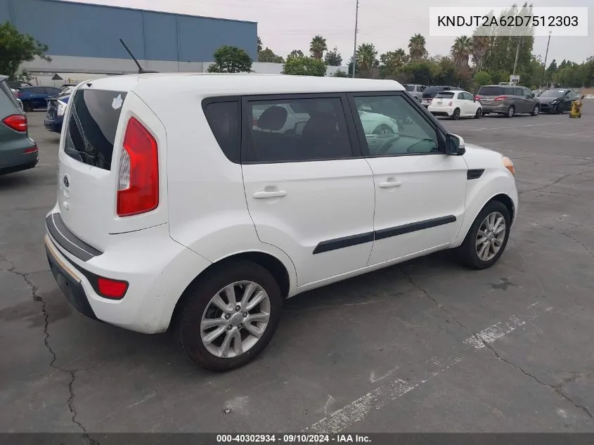 2013 Kia Soul + VIN: KNDJT2A62D7512303 Lot: 40302934