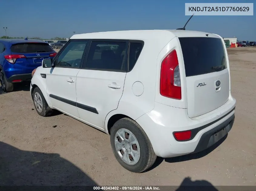 2013 Kia Soul VIN: KNDJT2A51D7760629 Lot: 40343402