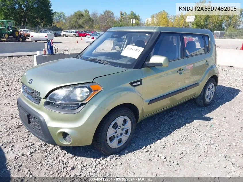 2013 Kia Soul VIN: KNDJT2A53D7482008 Lot: 40412201