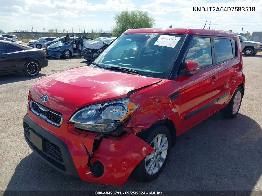 2013 Kia Soul + VIN: KNDJT2A64D7583518 Lot: 40428791