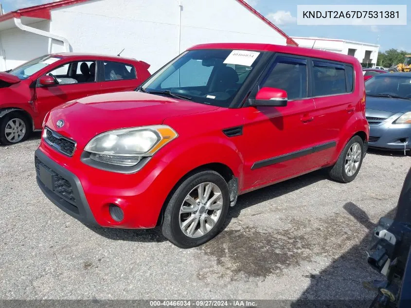 2013 Kia Soul + VIN: KNDJT2A67D7531381 Lot: 40466034