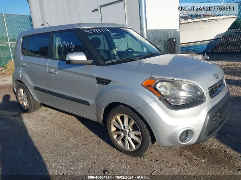 2013 Kia Soul + VIN: KNDJT2A62D7753651 Lot: 40494174