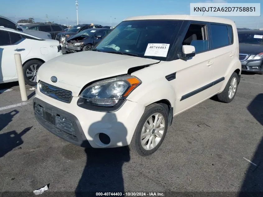 2013 Kia Soul + VIN: KNDJT2A62D7758851 Lot: 40744403